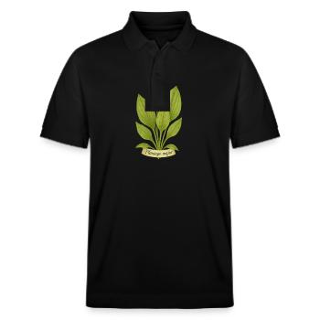 Breitwegerich – Plantago major | Kraft der Bodenkr - Stanley/Stella Unisex Bio-Poloshirt PREPSTER - Schwarz - Vorne - Roxy (174cm) & Andy (188cm)