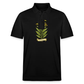 Olidago virgaurea | Sonnenkraft der Heilpflanzen - Stanley/Stella Unisex Bio-Poloshirt PREPSTER - Schwarz - Vorne - Roxy (174cm) & Andy (188cm)