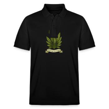 Plantago lanceolata | Botanisches Wildkraut-Design - Stanley/Stella Unisex Bio-Poloshirt PREPSTER - Schwarz - Vorne - Roxy (174cm) & Andy (188cm)