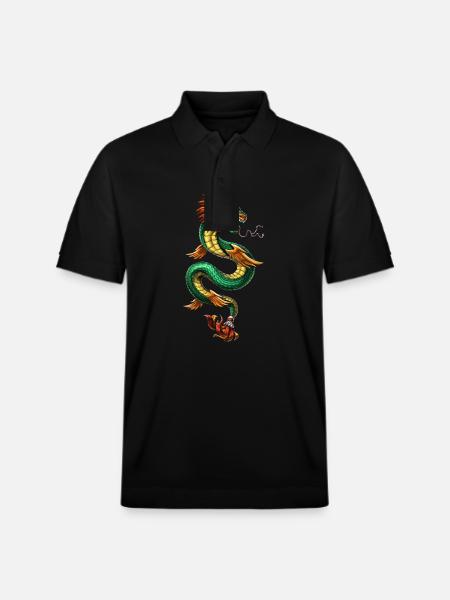 Quetzalcoatl Aztec Feathered Serpent God - Stanley/Stella Unisex Organic Polo Shirt PREPSTER - black