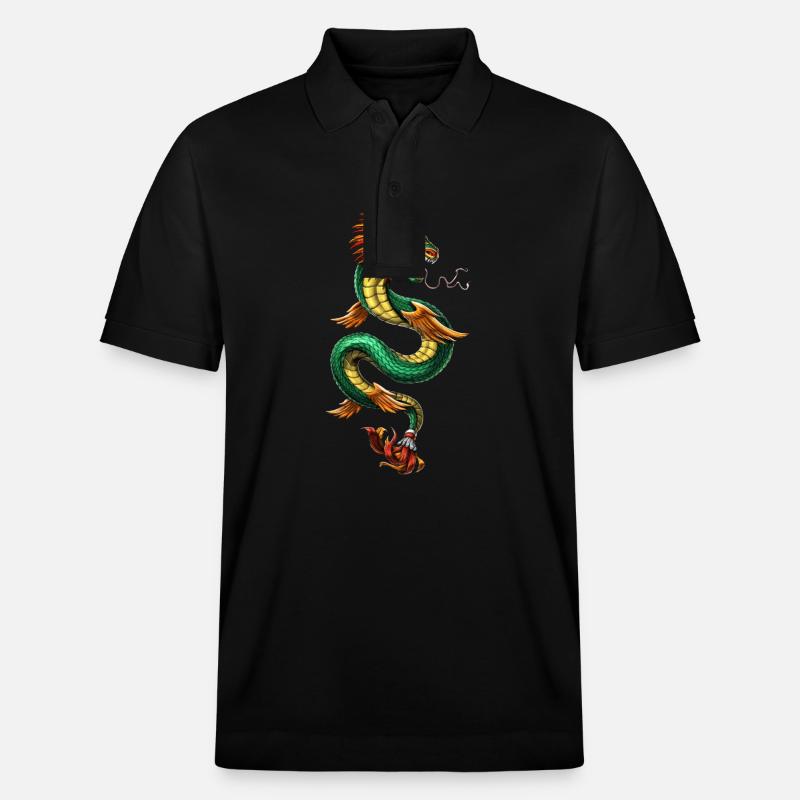 Quetzalcoatl Aztekisk befjädrad ormgud - Ekologisk pikétröja PREPSTER unisex från Stanley/Stella - svart