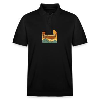 Sky Drift – Vintage Zeppelin Journey - Stanley/Stella Unisex Bio-Poloshirt PREPSTER - Schwarz - Vorne - Roxy (174cm) & Andy (188cm)