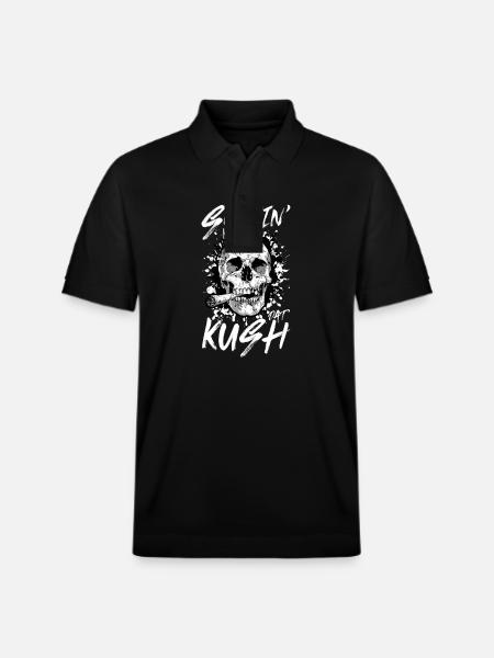 OG Kush smoking skull joint - Stanley/Stella Unisex Organic Polo Shirt PREPSTER - black