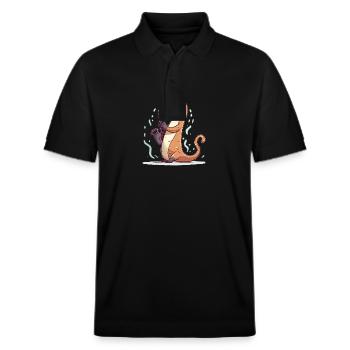 Saxophon Otter - Stanley/Stella Unisex Bio-Poloshirt PREPSTER - Schwarz - Vorne - Roxy (174cm) & Andy (188cm)