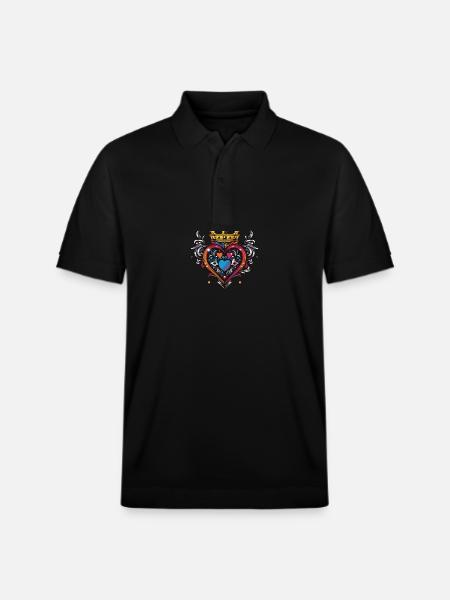 Heart Crown Love - Stanley/Stella Unisex Organic Polo Shirt PREPSTER - black