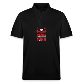 Turks Mom Mom Turkey - Stanley/Stella Unisex Organic Polo Shirt PREPSTER - black - Front - Roxy (174cm) & Andy (188cm)