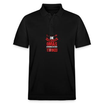 Turks Grandma Grandma Turkey - Stanley/Stella Unisex Organic Polo Shirt PREPSTER - black - Front - Roxy (174cm) & Andy (188cm)