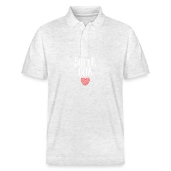 Großmutter Oma - Stanley/Stella Unisex Bio-Poloshirt PREPSTER - Weiß meliert - Vorne - Roxy (174cm) & Andy (188cm)