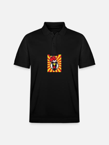 Chicken Rooster - Stanley/Stella Unisex Organic Polo Shirt PREPSTER - black