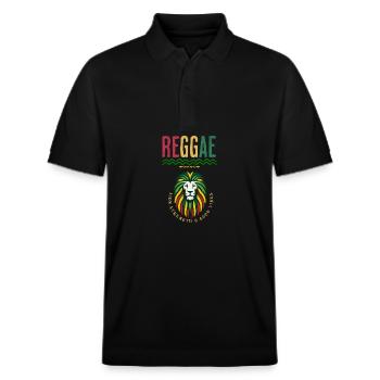 Reggae Lion T-Shirt - Stanley/Stella Unisex Bio-Poloshirt PREPSTER - Schwarz - Vorne - Roxy (174cm) & Andy (188cm)