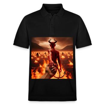 Folgt mir in den Abgrund - Infernal Devil's Pact #09 - Stanley/Stella Unisex Bio-Poloshirt PREPSTER - Schwarz - Vorne - Roxy (174cm) & Andy (188cm)