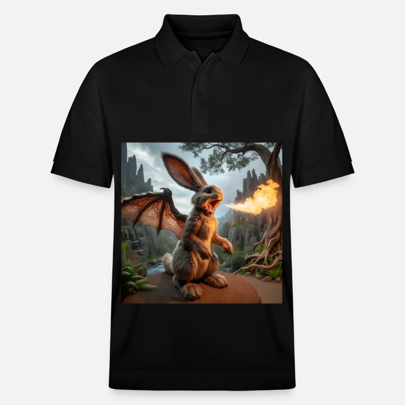 Feuerspeiender Hase Drache #17 - Stanley/Stella Unisex Bio-Poloshirt PREPSTER - Schwarz