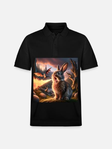 Fire Breathing Bunny Dragon #26 - Stanley/Stella Unisex Organic Polo Shirt PREPSTER - black
