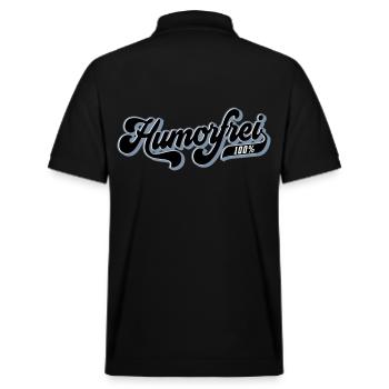 100% humorfrei | Farben änderbar - Stanley/Stella Unisex Bio-Poloshirt PREPSTER - Schwarz - Hinten - Andy (188cm)