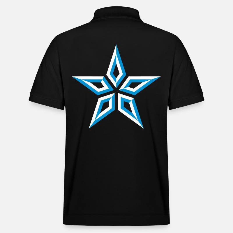 Star Design (Five-Pointed / Blue White) - Stanley/Stella Unisex Organic Polo Shirt PREPSTER - black