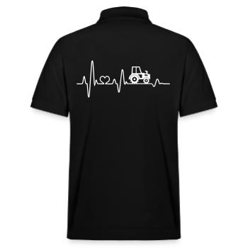 Herzschlag Traktor Trecker Landwirt Bauer Geschenk - Stanley/Stella Unisex Bio-Poloshirt PREPSTER - Schwarz - Hinten - Andy (188cm)