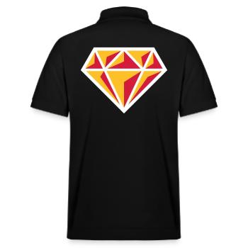 Diamant (Edelstein Brillant Symbol / NEG Red 3C) - Stanley/Stella Unisex Bio-Poloshirt PREPSTER - Schwarz - Hinten - Andy (188cm)