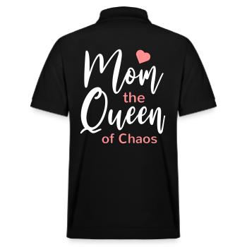 Mom Chaos Queen Mom Gift Funny - Stanley/Stella Unisex Organic Polo Shirt PREPSTER - black - Back - Andy (188cm)