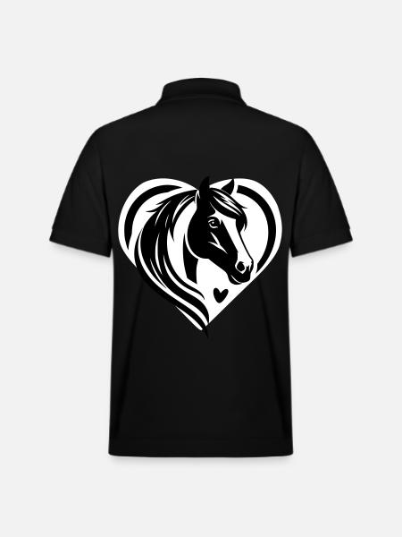 Horse Head Heart - Stanley/Stella Unisex Organic Polo Shirt PREPSTER - black