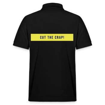Cut The Crap Saying Gift - Stanley/Stella Unisex Organic Polo Shirt PREPSTER - black - Back - Andy (188cm)