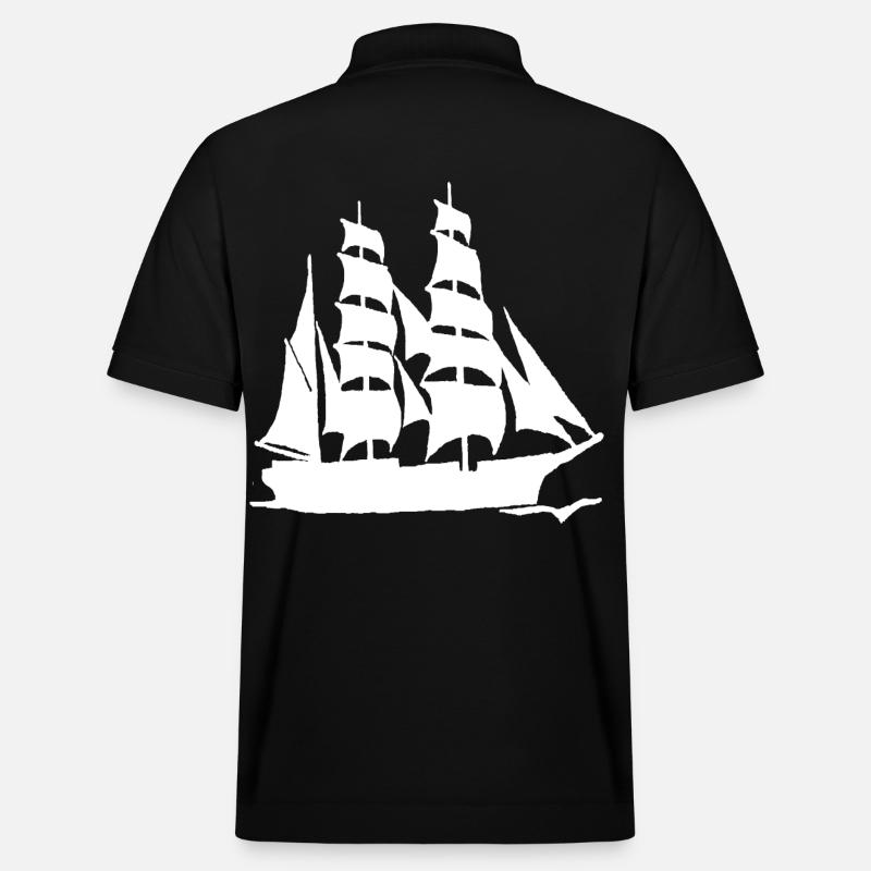 VOILIER GRAND FORMAT BLANC - Polo PREPSTER bio Stanley/Stella Unisexe - noir