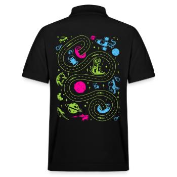 Weltraumbahn verfolgen Kinder - Stanley/Stella Unisex Bio-Poloshirt PREPSTER - Schwarz - Hinten - Andy (188cm)