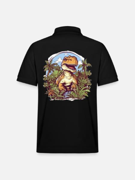 T-Rex Cartoon Jungle - Stanley/Stella Unisex Organic Polo Shirt PREPSTER - black