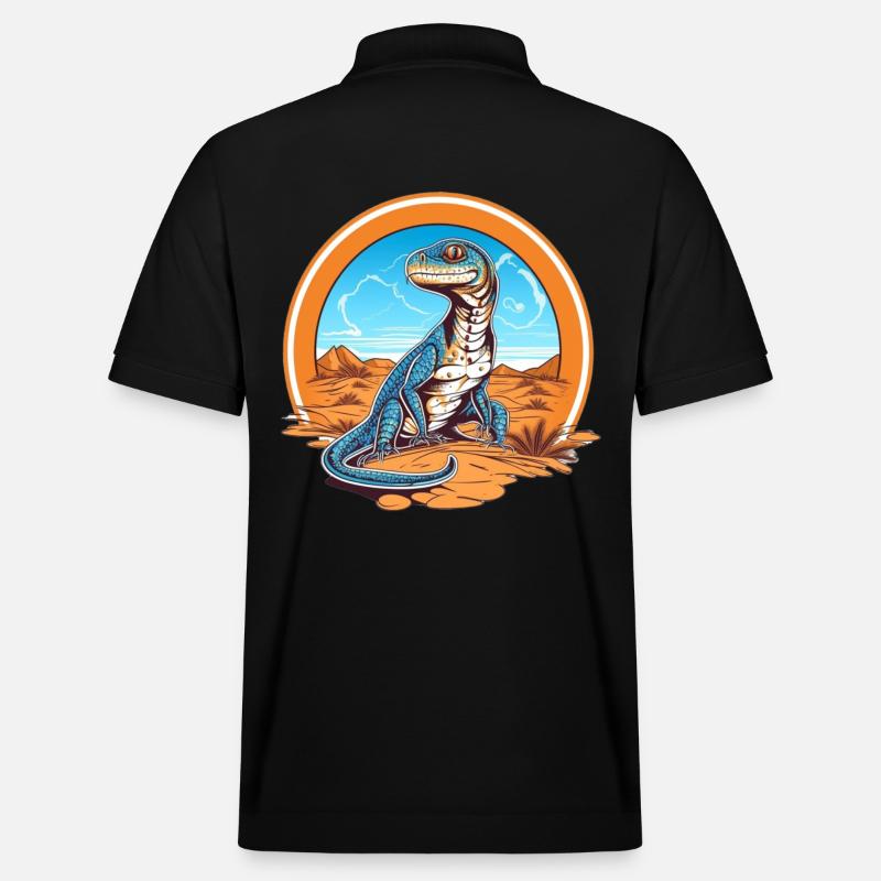 Lizard in Wüstenlandschaft Design - Stanley/Stella Unisex Bio-Poloshirt PREPSTER - Schwarz
