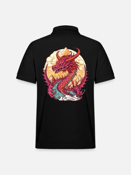 Volcanic Dragon Sunrise - Stanley/Stella Unisex Organic Polo Shirt PREPSTER - black