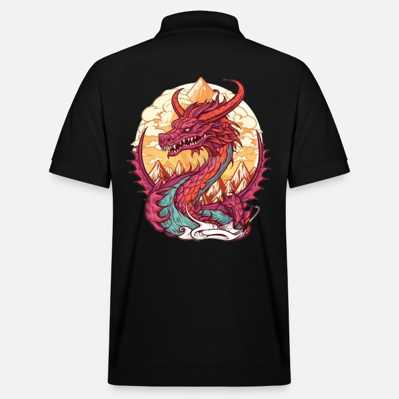 Dragon volcanique lever du soleil - Polo PREPSTER bio Stanley/Stella Unisexe - noir
