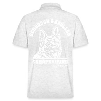 Schubsen und Brüllen Schäferhund - Stanley/Stella Unisex Bio-Poloshirt PREPSTER - Weiß meliert - Hinten - Andy (188cm)