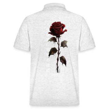 La vie est constamment Sin Rose Script japonais - Polo PREPSTER bio Stanley/Stella Unisexe - blanc chiné - Dos - Andy (188cm)
