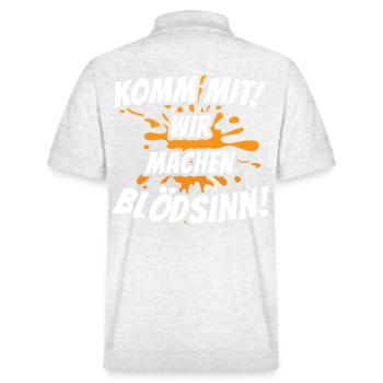 Komm mit! Wir machen Blödsinn! - Stanley/Stella Unisex Bio-Poloshirt PREPSTER - Weiß meliert - Hinten - Andy (188cm)