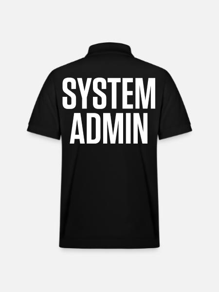 SYSTEM ADMIN - IT Tech Shirt Vit Font - Ekologisk pikétröja PREPSTER unisex från Stanley/Stella - svart