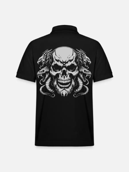Skull with snake ring - Stanley/Stella Unisex Organic Polo Shirt PREPSTER - black