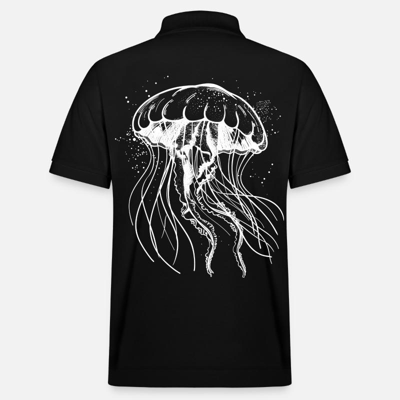 Motif Méduse Blanche - Méduse - Polo PREPSTER bio Stanley/Stella Unisexe - noir