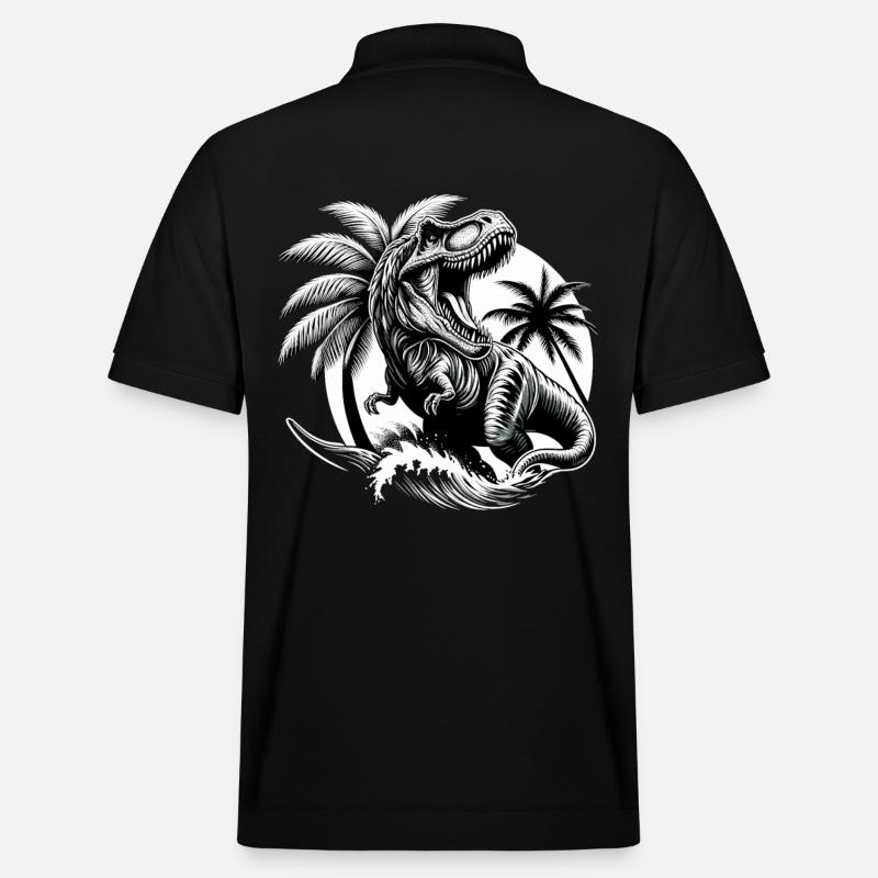 Roaring T-Rex Dinosaur Gift - Stanley/Stella Unisex Organic Polo Shirt PREPSTER - black
