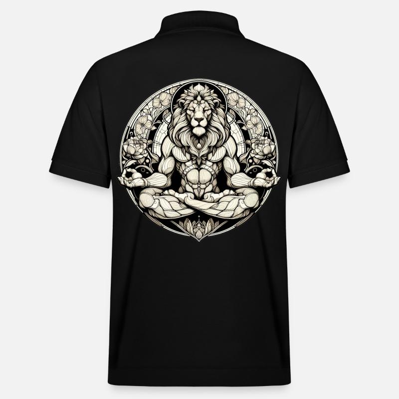 Lion méditation méditation cadeau - Polo PREPSTER bio Stanley/Stella Unisexe - noir