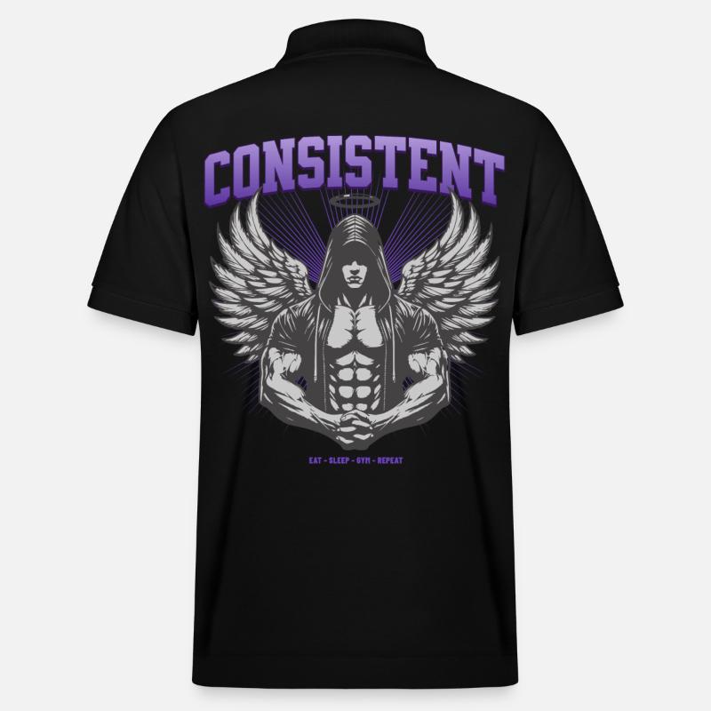 Consistent Gym Engel Design - Eat Sleep Gym Repeat - Stanley/Stella Unisex Bio-Poloshirt PREPSTER - Schwarz