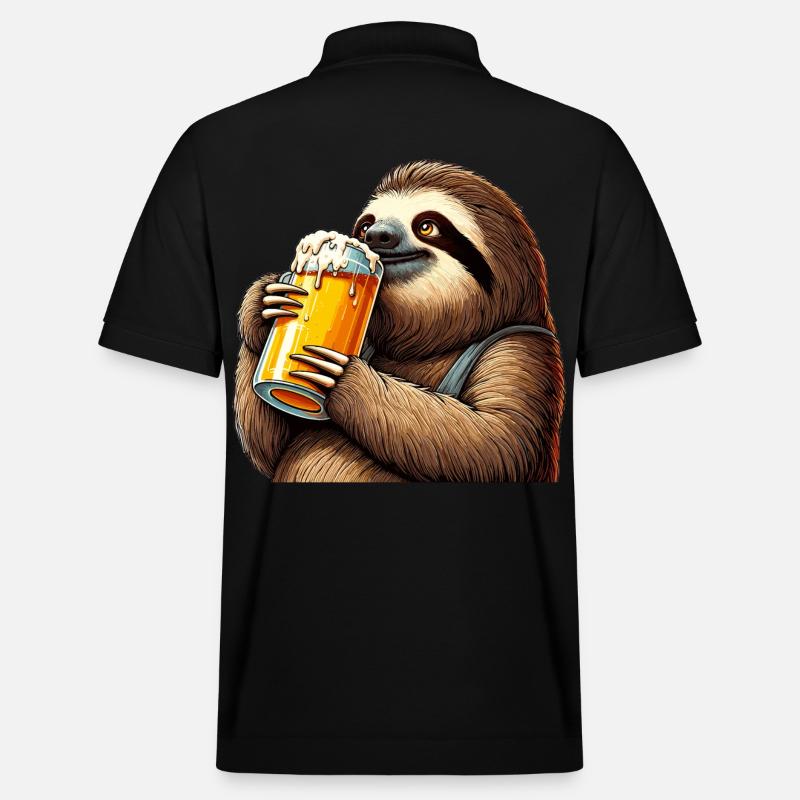 Bier Faultier Genuss Geschenk - Stanley/Stella Unisex Bio-Poloshirt PREPSTER - Schwarz