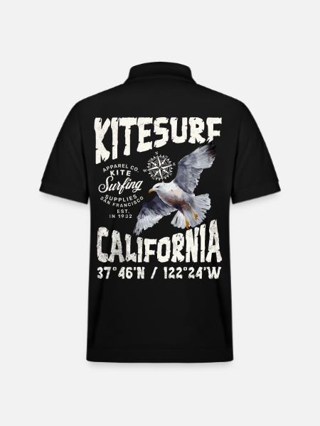 Kitesurfing in California - Stanley/Stella Unisex Organic Polo Shirt PREPSTER - black