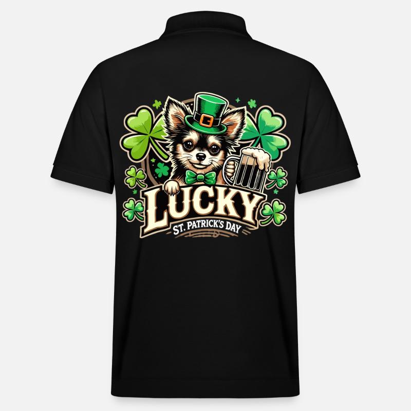 Saint-Patrick Leprechaun Chihuahua Heureux - Polo PREPSTER bio Stanley/Stella Unisexe - noir