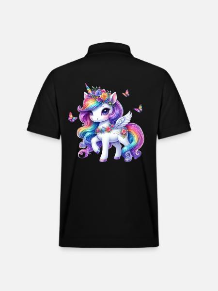 Regenbogenblüte Einhorn Flügel - Stanley/Stella Unisex Bio-Poloshirt PREPSTER - Schwarz