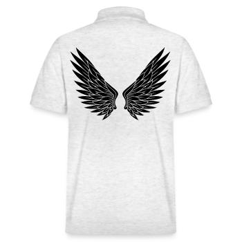 Black White Pair of Wings - Stanley/Stella Unisex Organic Polo Shirt PREPSTER - heather white - Back - Andy (188cm)