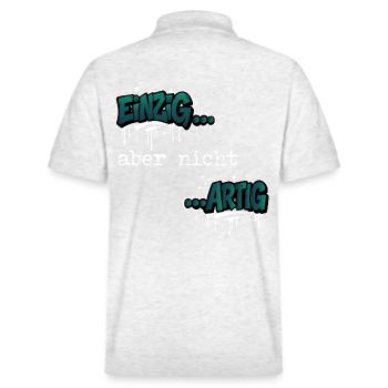 Einzig… aber nicht …artig Einzigartig Spruch - Stanley/Stella Unisex Bio-Poloshirt PREPSTER - Weiß meliert - Hinten - Andy (188cm)