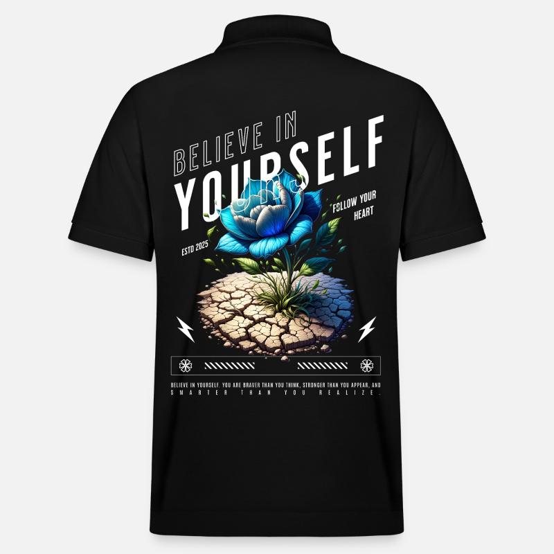 Glaube an dich Selbst Blüte - Stanley/Stella Unisex Bio-Poloshirt PREPSTER - Schwarz