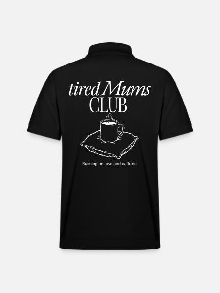 TiredMims Coffee Club Motif - Stanley/Stella Unisex Organic Polo Shirt PREPSTER - black