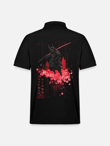 Oni - samurai mit Sakura Kirschblüten - Stanley/Stella Unisex Bio-Poloshirt PREPSTER - Schwarz