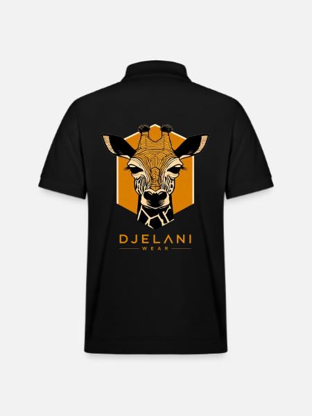 Geometric Giraffe in Ochre - Stanley/Stella Unisex Organic Polo Shirt PREPSTER - black