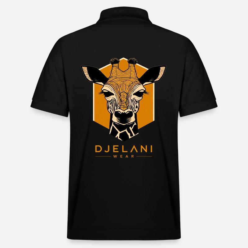 Geometric Giraffe in Ochre - Stanley/Stella Unisex Organic Polo Shirt PREPSTER - black